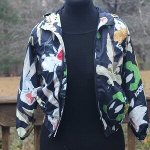 Members Only x Looney Toons Zip Up Hooded Windbreaker Jacket -Kids Size 8